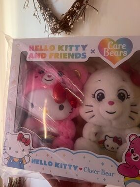 Care Bears x Hello Kitty Pink and White Plush Duo
